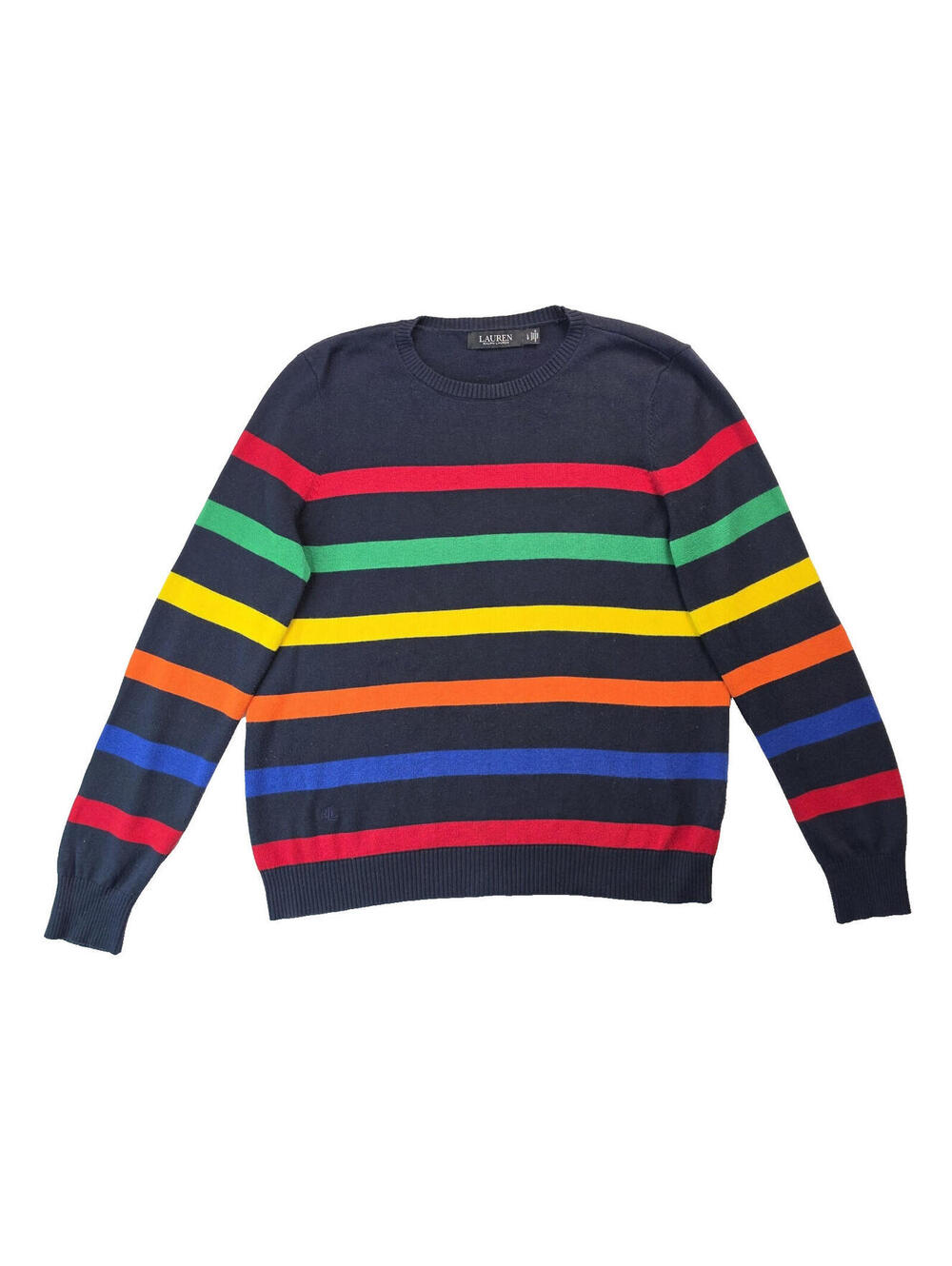 Lauren Ralph Lauren Multicolor Striped Knit Pullover Sweater Womens Large L